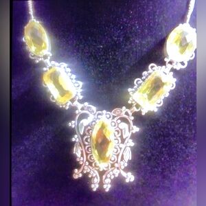 Citrine Stamped 925 Sterling Silver Necklace